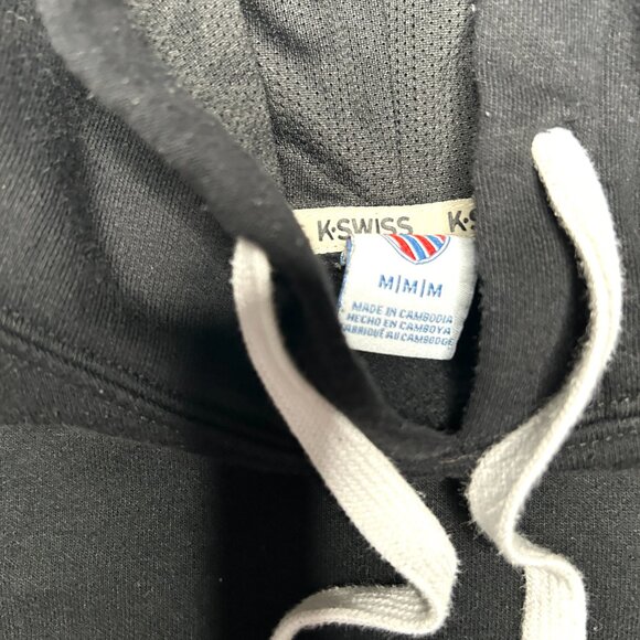 K-Swiss Black Logo Tape Hoodie | Men’s M | Retro Athletic Streetwear 🏁 - Picture 4 of 6